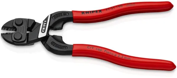 Knipex KNIPEX CoBolt® S Compact bolt cutter with recess in the blade black atramentised, coated with plastic 160 mm
