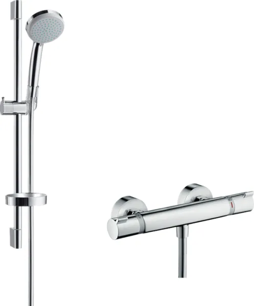 Hansgrohe Croma 100 shower set with Ecostat Comfort shower mixer, chrome