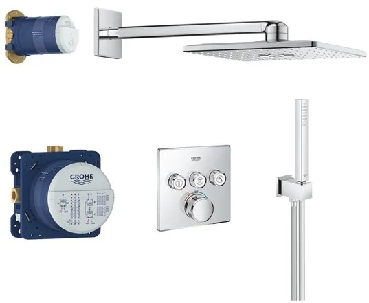Grohe Grohtherm SmartControl shower set with Rainshower SmartActive 310 Cube, chrome
