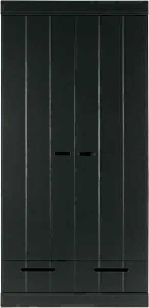 Connect, Wardrobe, 2 doors and 2 drawers, black, H195x53x94 cm, pine
