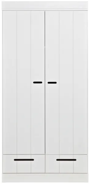 Connect, Wardrobe, 2 doors and 2 drawers, white, H195x53x94 cm, pine