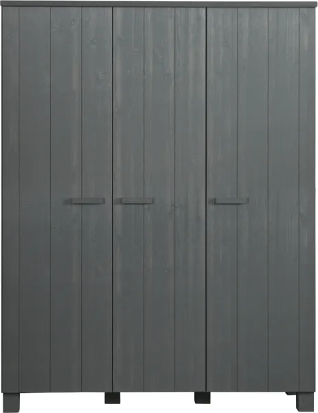 Dennis, Wardrobe, dark grey, H202x55x158 cm, pine