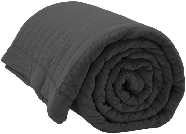 Magnhild, Quilted bedspread, coal, 280x280 cm