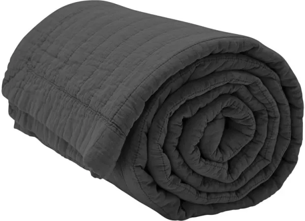 Magnhild, Quilted bedspread, coal, 160x280 cm