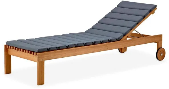 Cane-Line Amaze sun lounger with cushion - teak with grey cushion