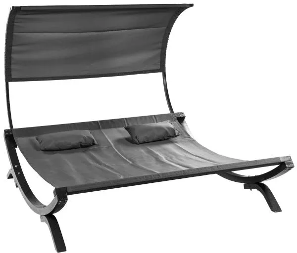 Double sun lounger w. canopy in larch wood